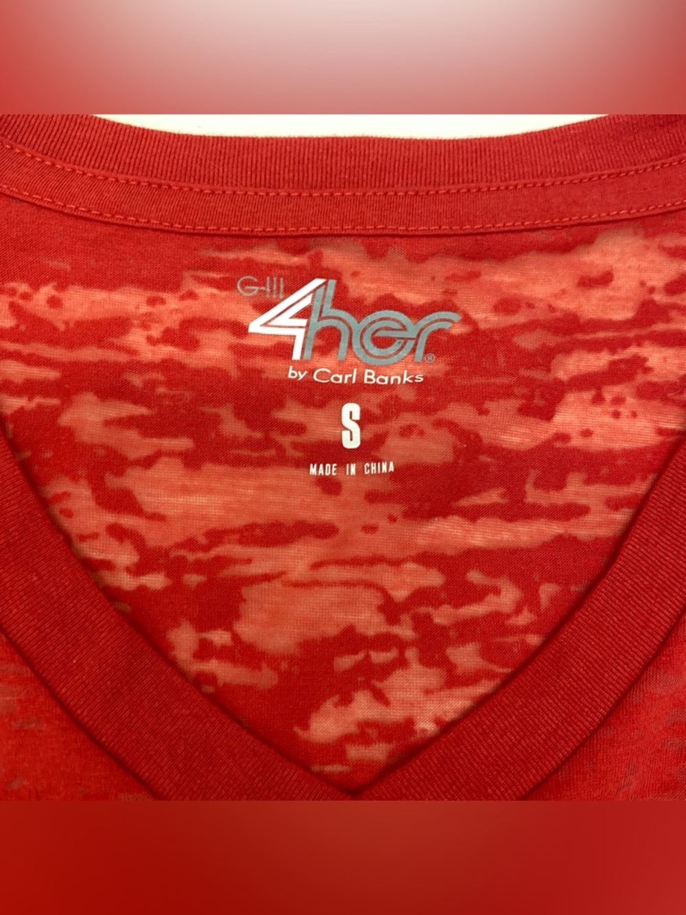 4her By Carl Banks Red Burnout V-Neck Tee View 4